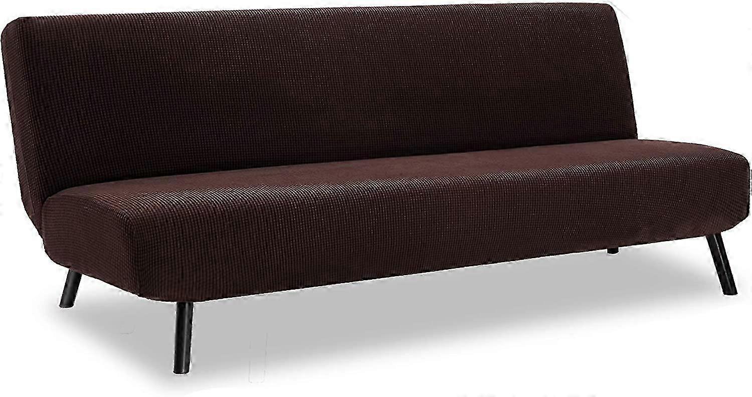 Sofa cover without armrests, elastic anti-slip stretch cover soft fabric (chocolate)