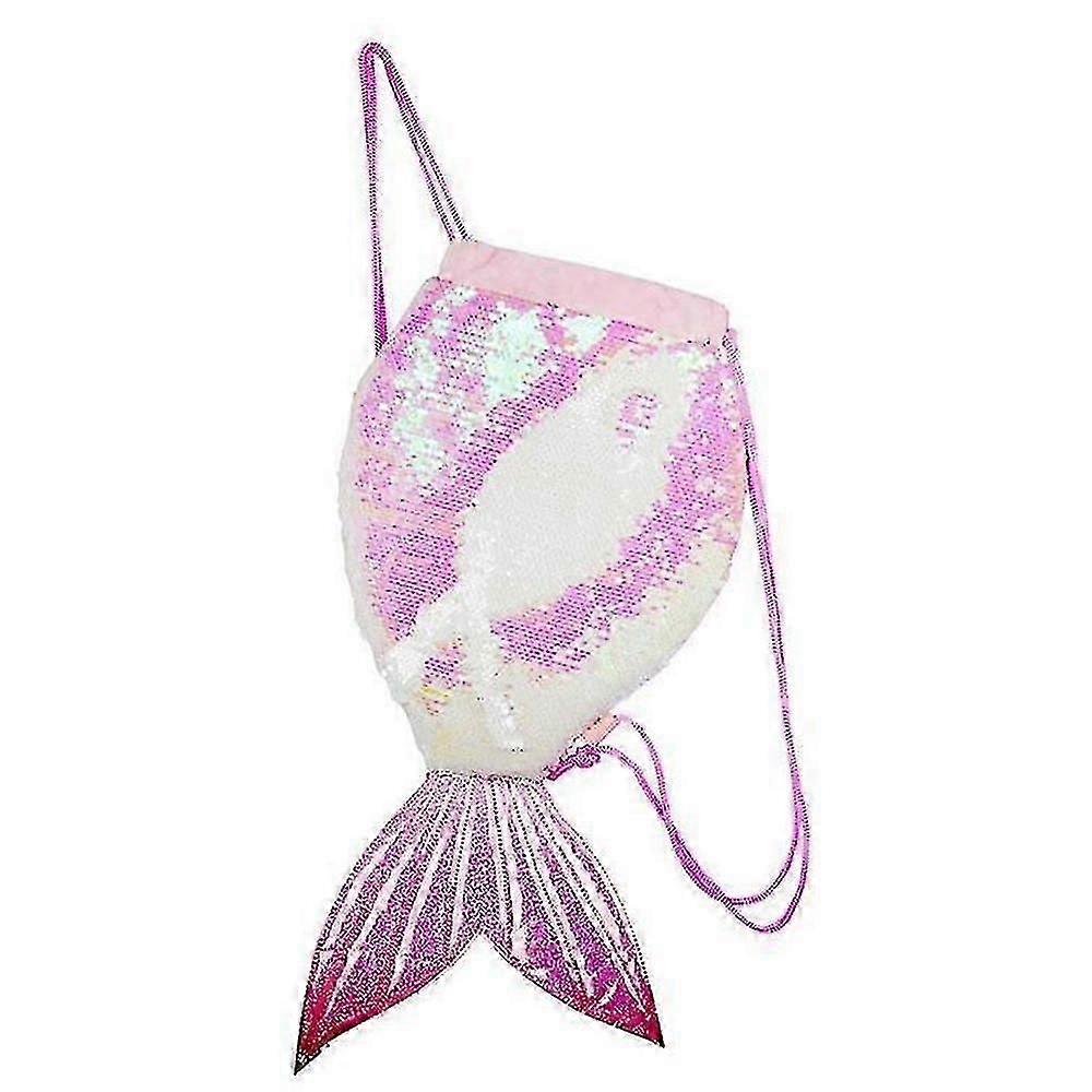 Sparkly Sequin Mermaid Drawstring Backpack - Glittery Party Bag for Festive Occasions in Britain