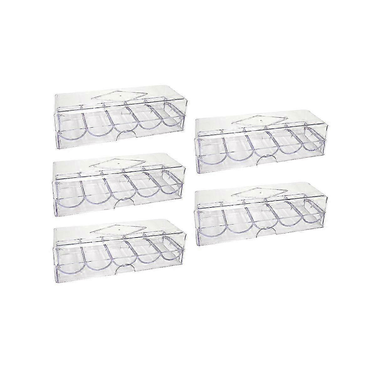 رف رقاقة بوكر أكريليك شفاف مع غطاء - علبة رقاقة كازينو لتخزين 100 رقائق