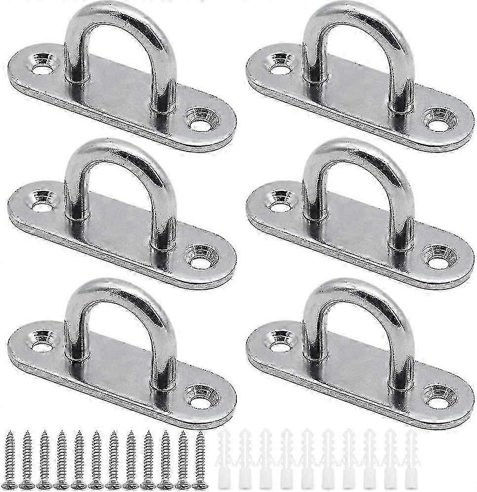 6 Pcs Eyelet Plates Stainless Steel Cover Plate 6mm Mast Plate Heavy Duty Fixing Hooks For Wall Hooks Hanging Chairs