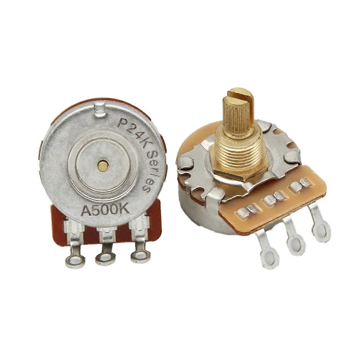 2PCS Guitar Potentiometers - 500K,Short Shaft Options,Fine 24-Spline Brass Shaft,Ideal for Guitar Customization 500K