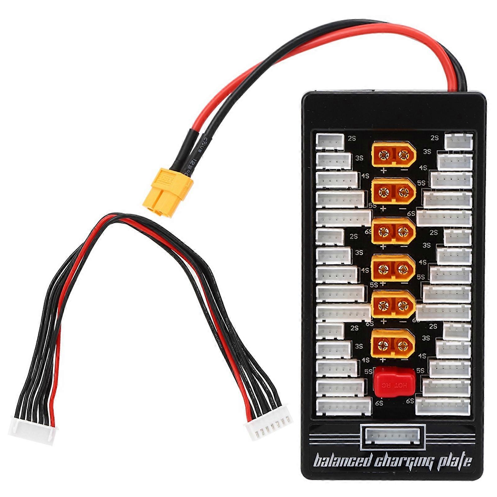 2S-6S XT60 Plug Parallel Charging Board for RC Battery, High Efficiency Para Board Black Compatible with LiPo Packs