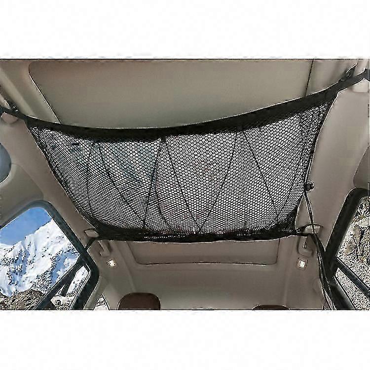 Universal Car Roof Luggage Net Storage Bag, 4-Point Armrest Attachment, Khaki Blanket for Vehicle Cargo