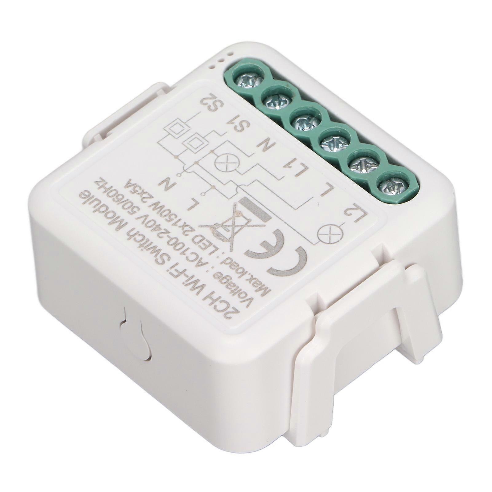 Smart WIFI Two Way Switch Module, White ABS, 2x150W LED Load