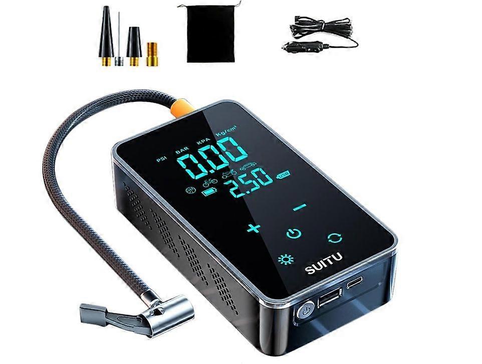 Tire Pump Electrical Mini 5V1A Rechargeable Digital Display Tire Inflator, 14.5cmx8cmx4.6cm(Black)