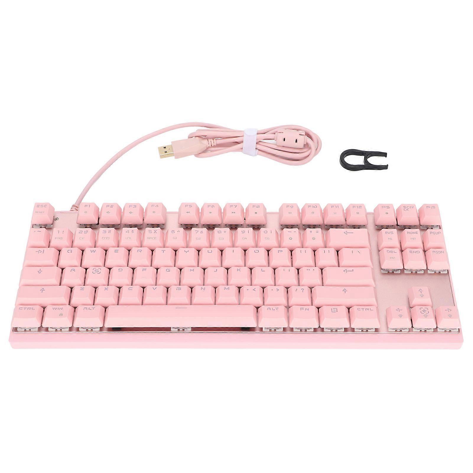 87 Keys RGB Mechanical Keyboard Pink Blue Switch N Key Rollover Durable USB Interface
