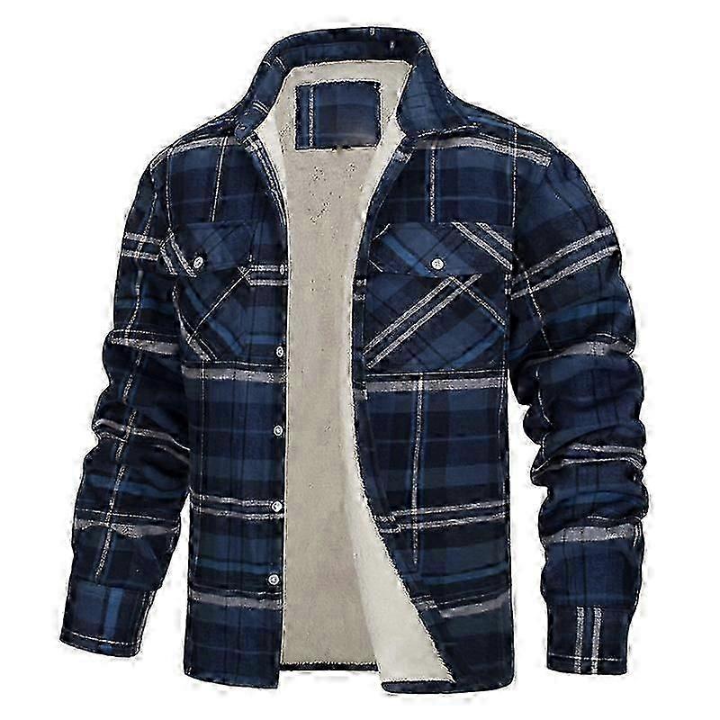 Men's Lumberjack Checked Flannel Fleece Lined Jacket Buffalo Plaid Coat