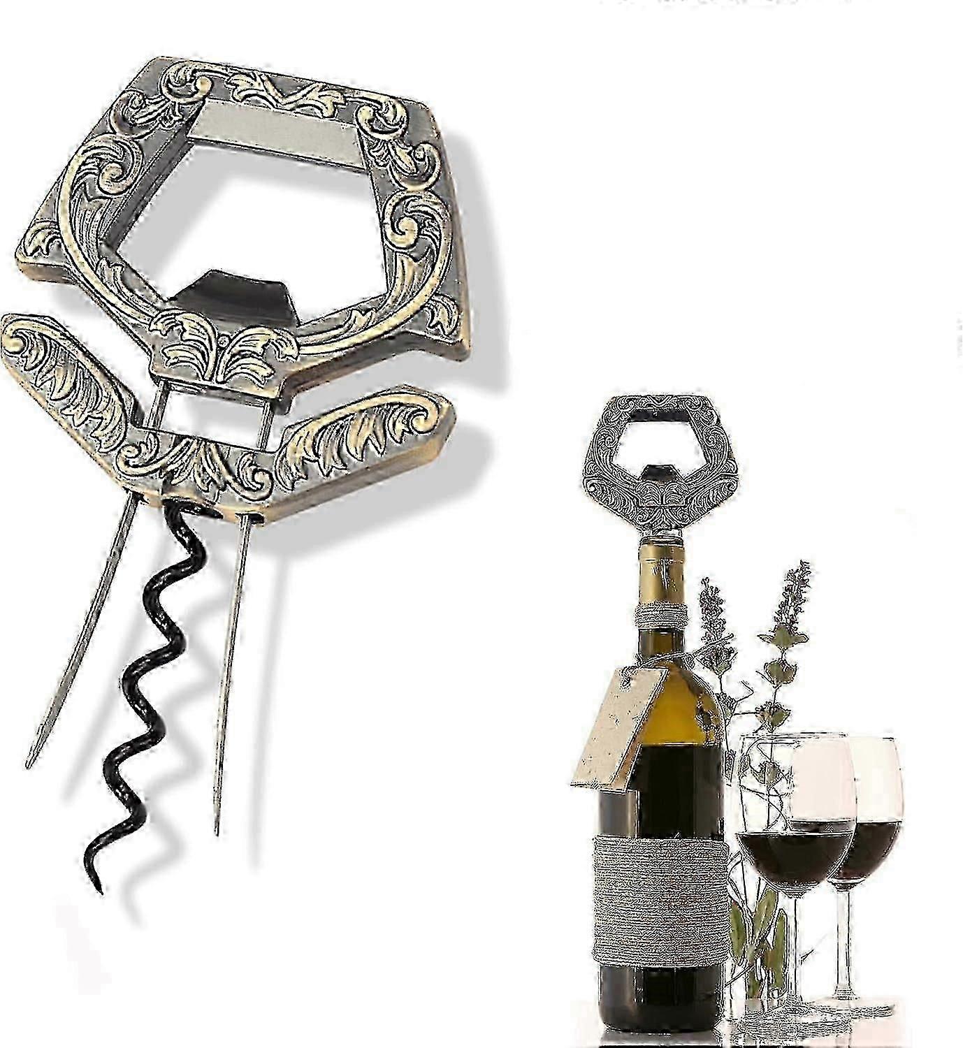 3 in 1 Ah So Two Prong Wine Opener & Cork Remover,It Can Remove The Older and Fragile Wine Corks so Easy for Connoisseurs to Uncork