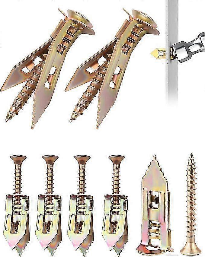 100 PCS Self-Drilling Drywall Anchors Kit - Zinc Plated Steel Wall Anchors & Screws, No Drill or Holes in Wall, Heavy Duty for TV/Shelf/Cabinet/Pictur