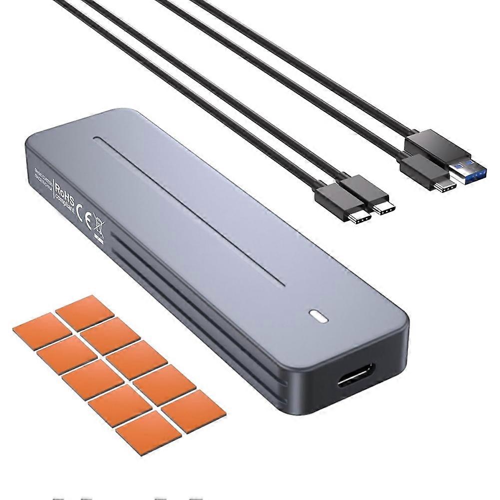 M.2 NVMe SATA SSD Enclosure, USB 3.1 10 Gbps M2 SSD Enclosure, Aluminium M2 SSD Adapter with Cooling Pad