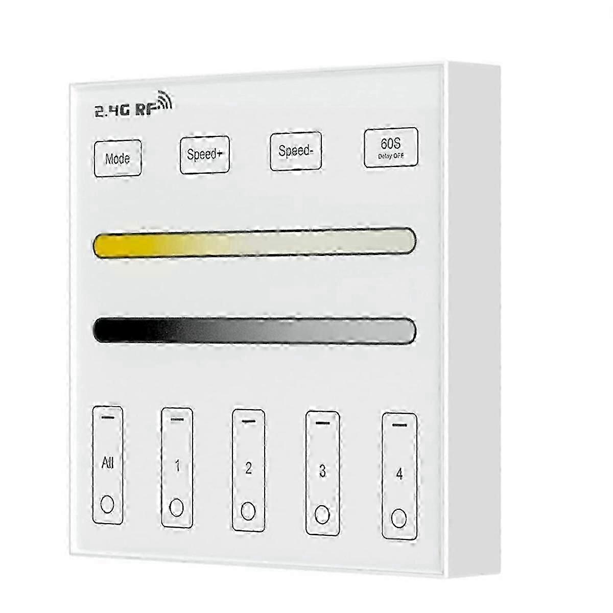 2.4G RF 4 Zone 86 Panel /CCT Smart LED Controller Dual Color Temperature Touch Controller for LED Light Control