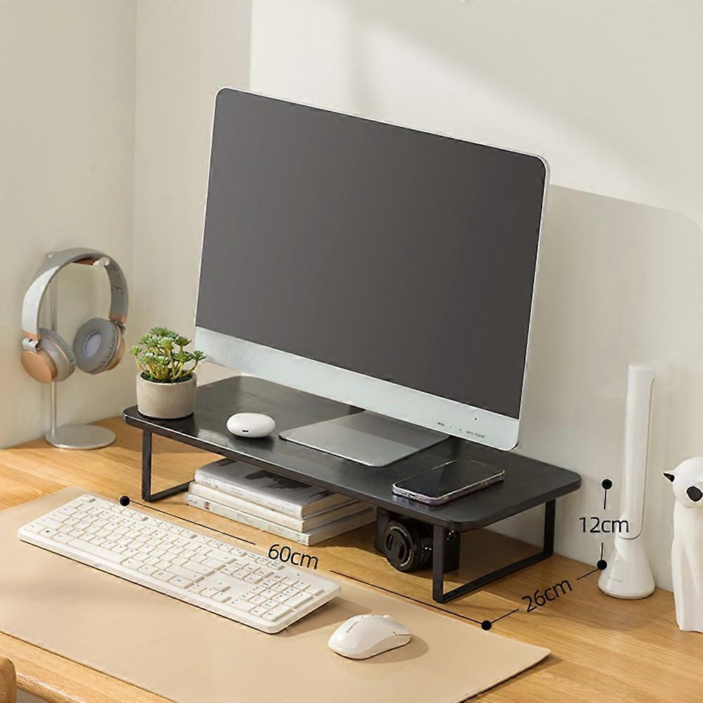 60cm Length Monitor Riser Stand for Desktop Computer Bamboo Study Table Storage Shelf