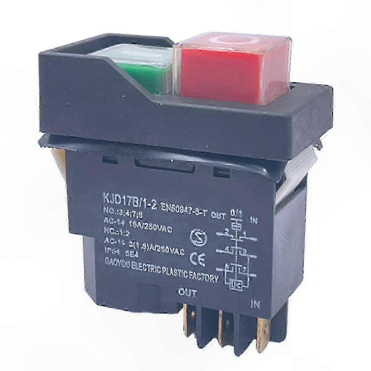 Waterproof AC250V Push Button Switch with 6 Pin Connector for Industrial Equipment Safety