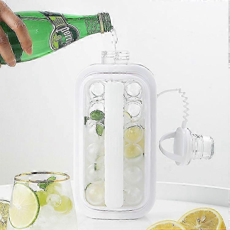 2 in 1 Round Ice Cube Mold Portable Ice Ball Maker Bottle Kettle with Lid White 17 Grid 2025