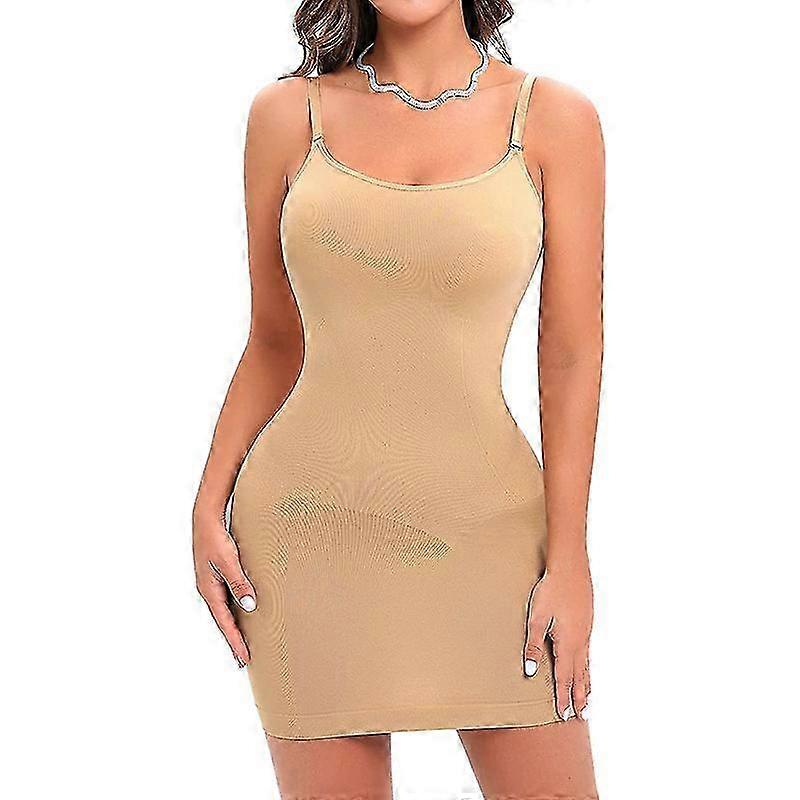 GUUDIA Shapewear Slips for Under Dresses, Tummy Control Seamless Cami Slip with Spaghetti Straps for Slimming