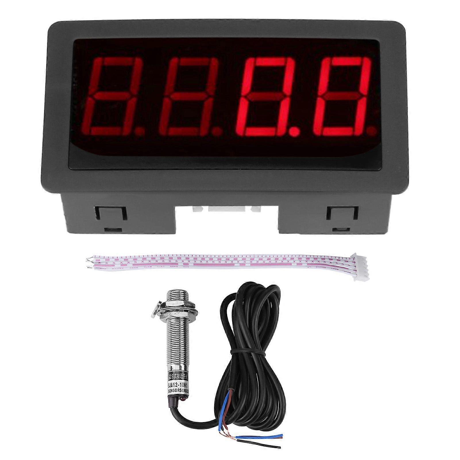 4 Digital LED Tachometer RPM Speed Meter  Hall Proximity Switch Sensor NPN(Red)