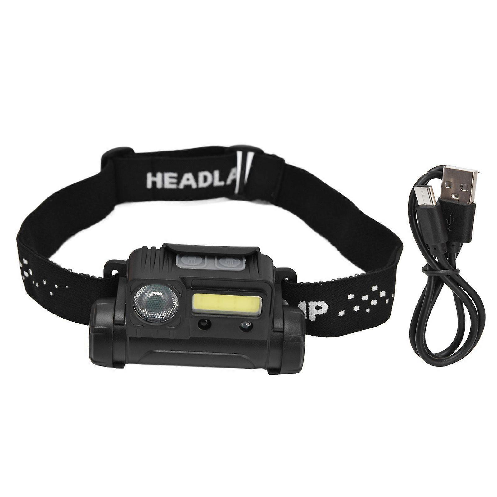 LED COB Headlight High Brightness Induction Headlamp USB Charging Magnetic Head Flashlight for Fishing