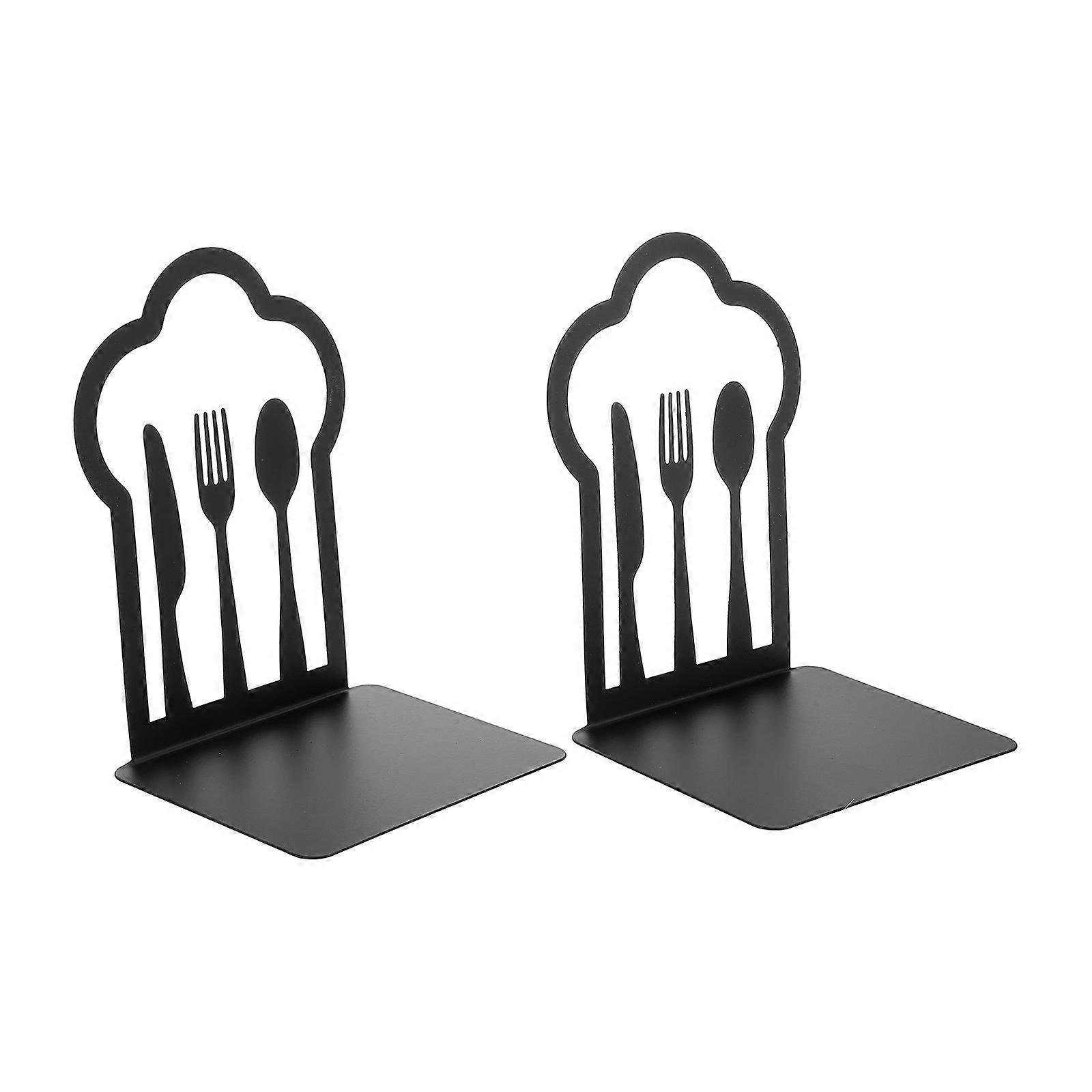 Black Metal Book Holders for Study Use Creative Desktop Bookends 2Pcs