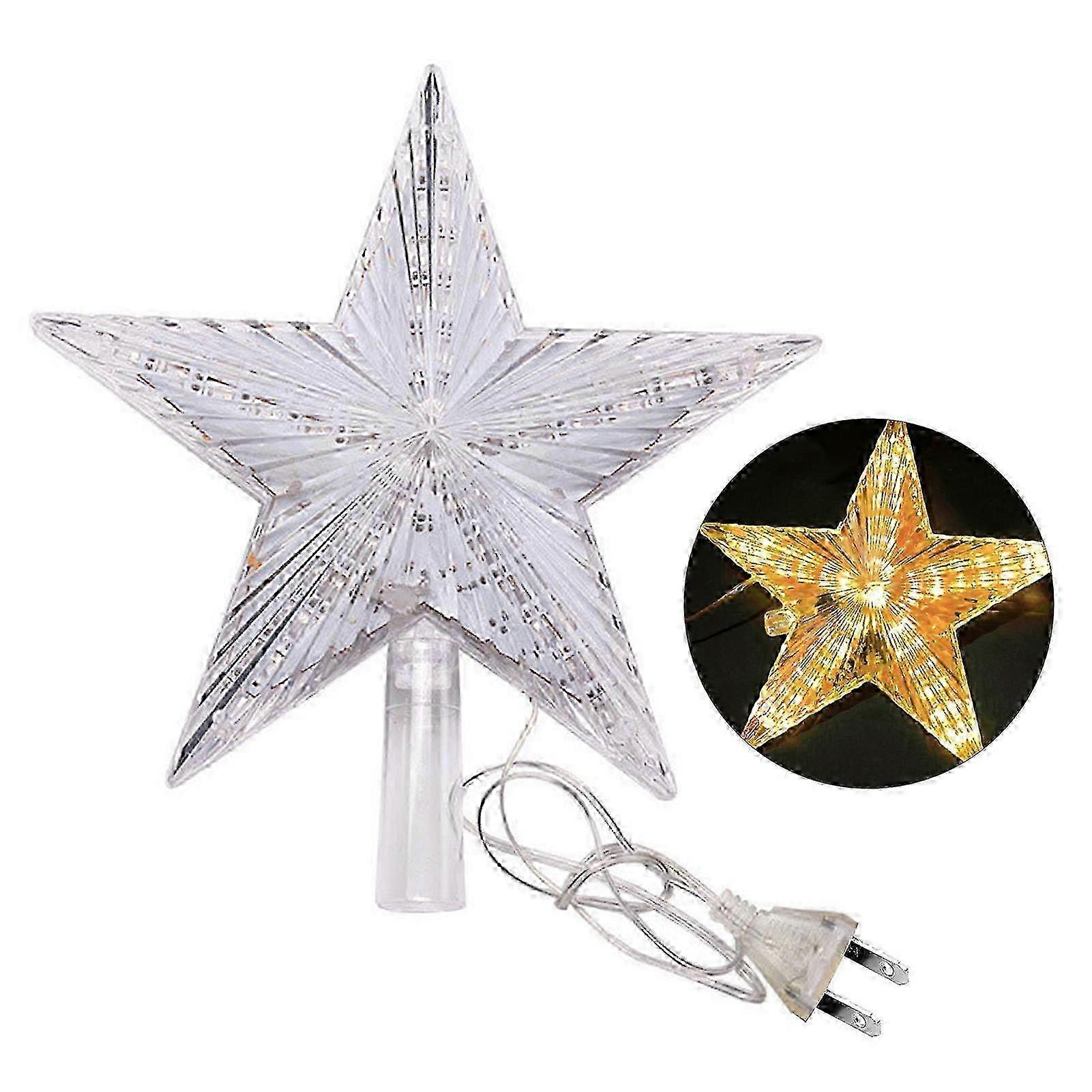 Christmas Tree Topper Star with LED Light IP65 Waterproof Energy-saving Glowing Five-Pointed Star Holiday Ornament QingHai - JA