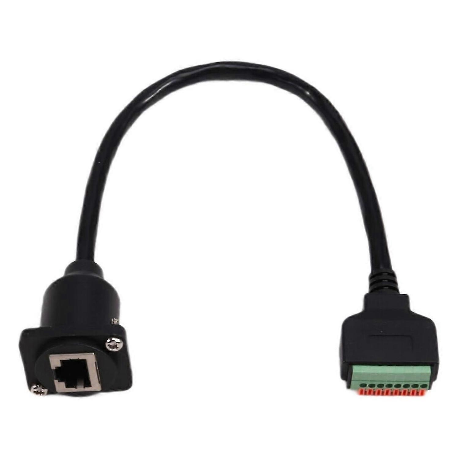 D Type RJ45 8P8C Female Panel Mount to Solderless Terminal Block Cable RJ45 Ethernet to Spring Termi