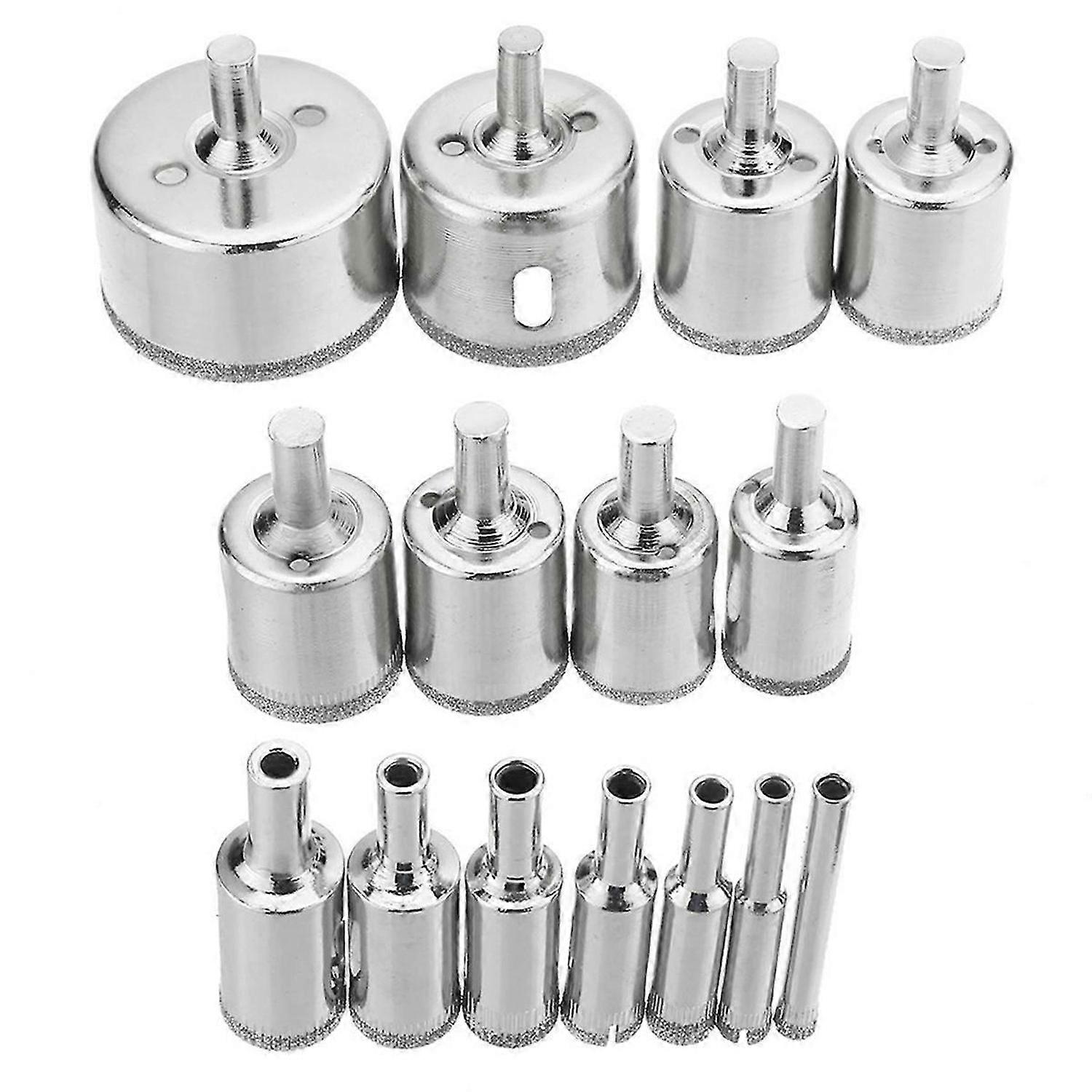 15pcs Diamond Coated Hole Saw Drill Bits, Tile, Marble, Glass, Ceramic Drill Bit Set, (6-50mm)