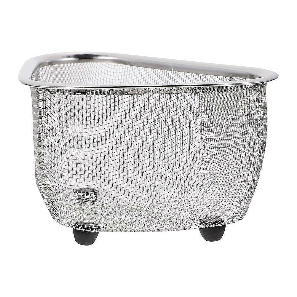 Sink Basket Corner Storage Basket for Kitchen 1Pcs Triangular Shape Silver