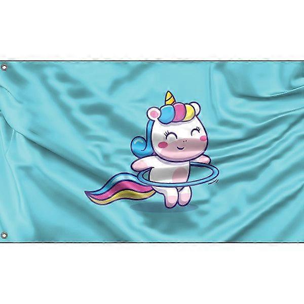 Cute Unicorn in Blue Flag, FG1159