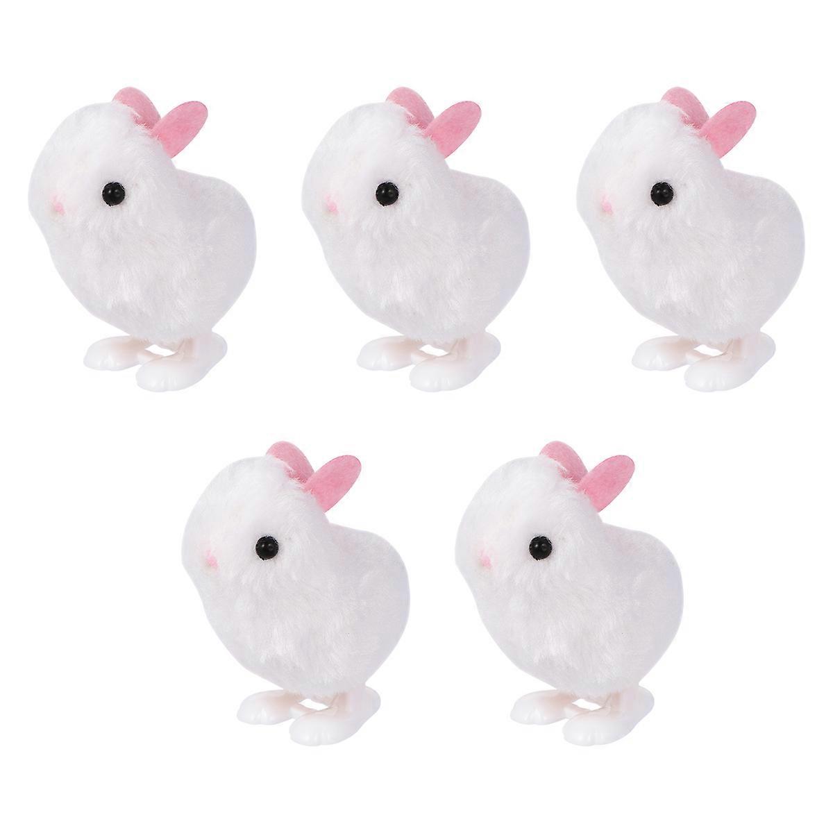 Rabbit Wind-Up Toys White Clockwork Bouncing Toys for Decoration 5Pcs