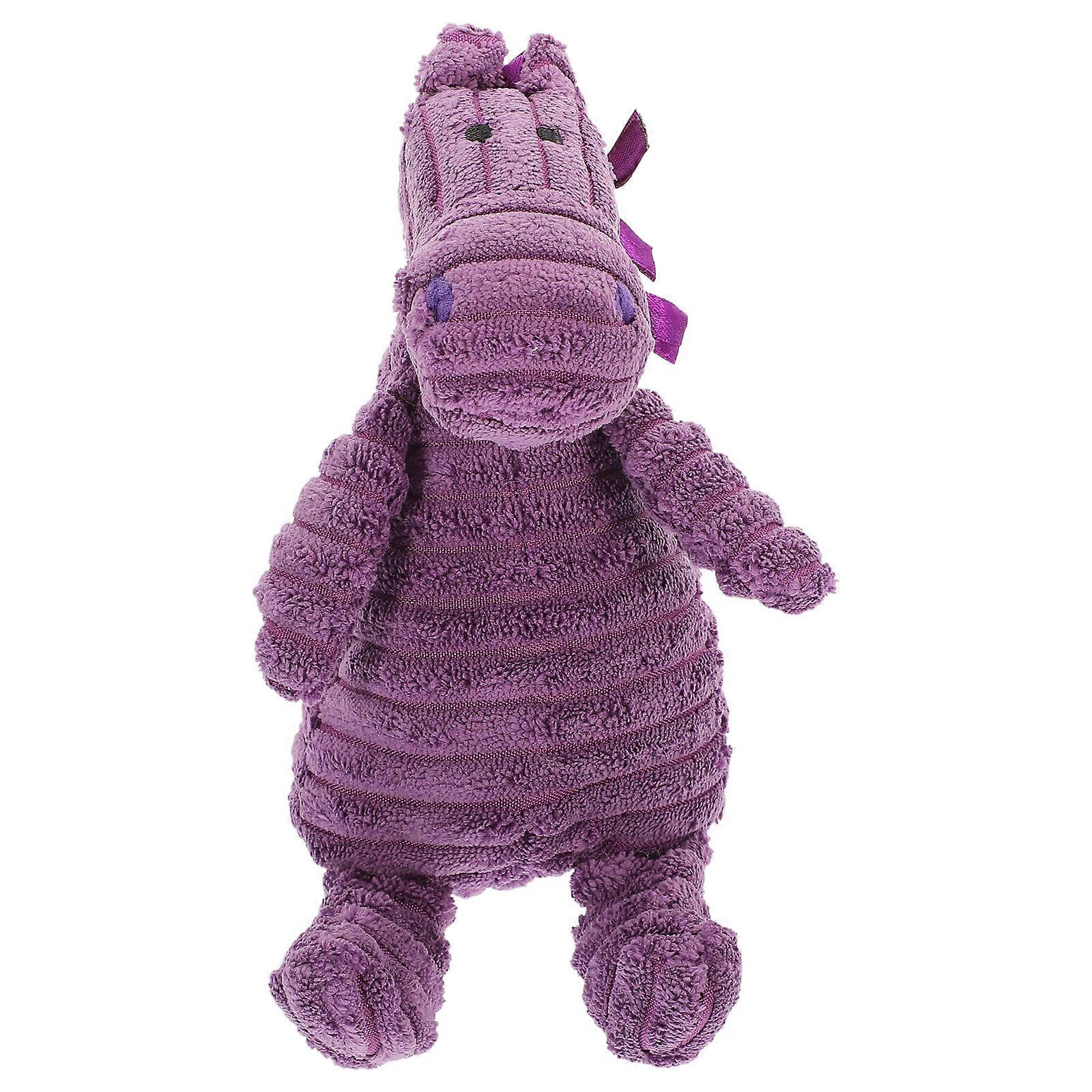 Cartoon Animal Shape Plush Squeaky Dog Toy 4Pcs Chewing Instinct Activation For Puppies And Small Dogs Purple Color