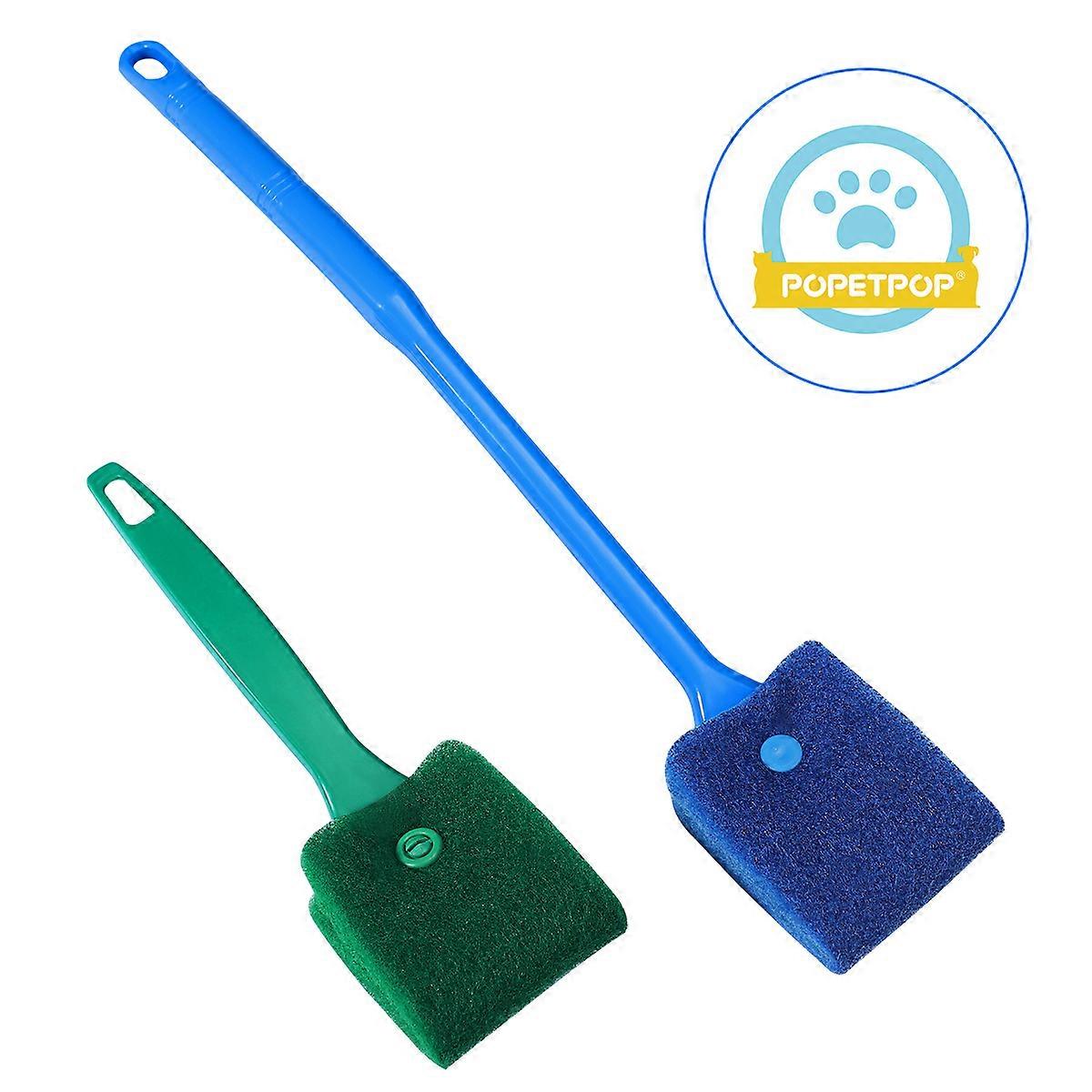 Fish Tank Brushes Aquarium Glass Brush Algae Removal Practical Design Blue 2Set