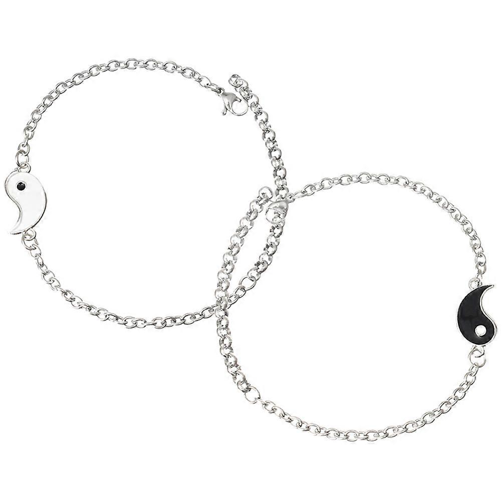 Matching Bracelets For Couples 2 Pairs Unique Flat Style Jewelry For Dates And Parties