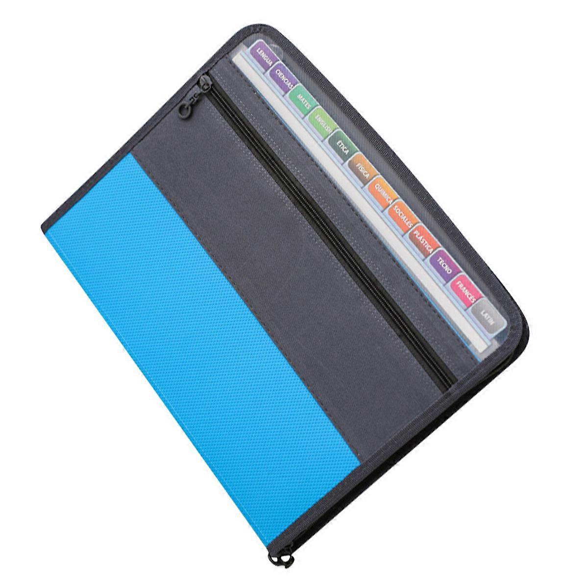 Portable Expanding File Folder 2Pcs A4 Size for School Use With Zipper Closure And Rectangular Shape In Blue