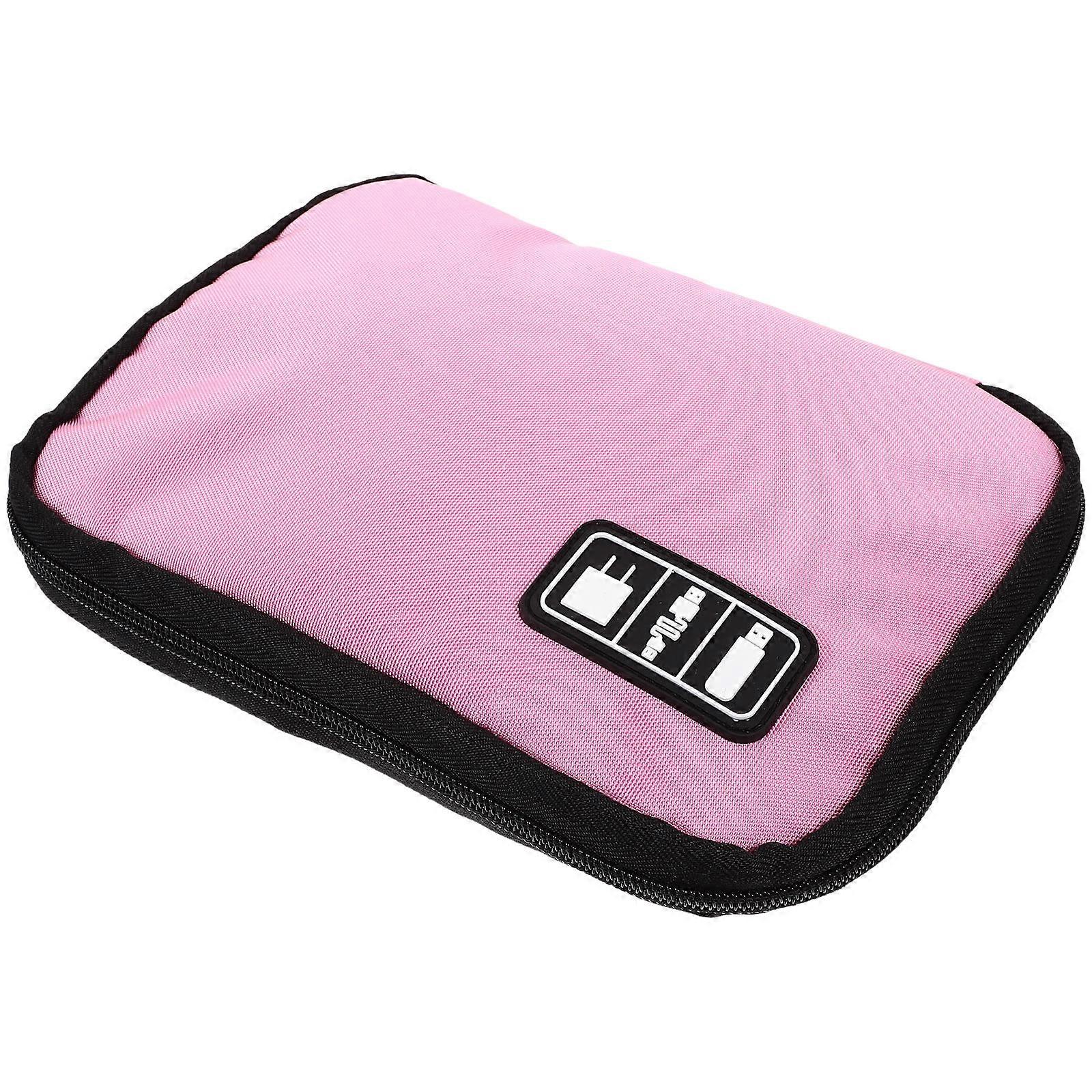 Travel Digital Pouch Waterproof USB Cable Storage Bag for Electronics Pink