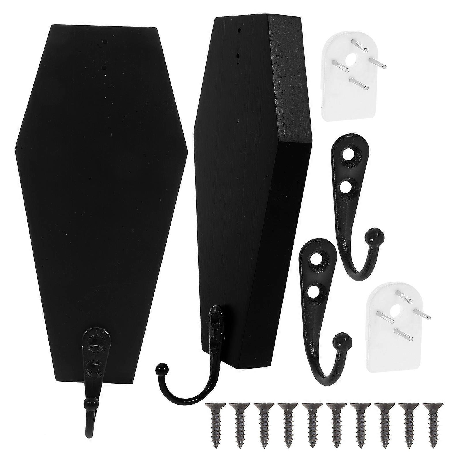 Wood Wall Hooks for Hanging 8Pcs Black Wall Mounted Coat Hooks