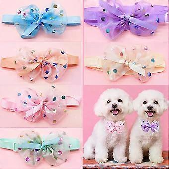 10PCS Adjustable Dog Bow Ties Lace Pet Collars For Dogs Cute Cat Necklaces Puppy Bowties Collar Dog Grooming Accessories