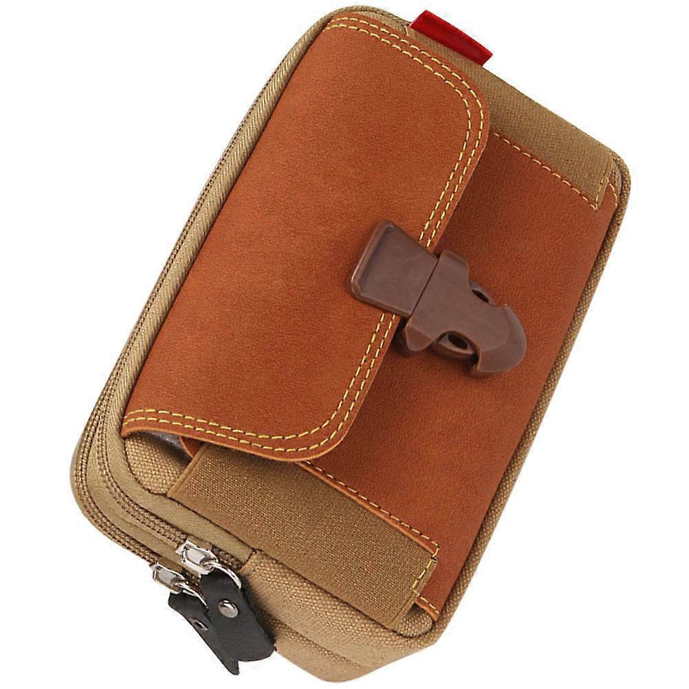 Mobile Phone Waist Bag for Storage 3Pcs Khaki Canvas Durable Belt Pouch