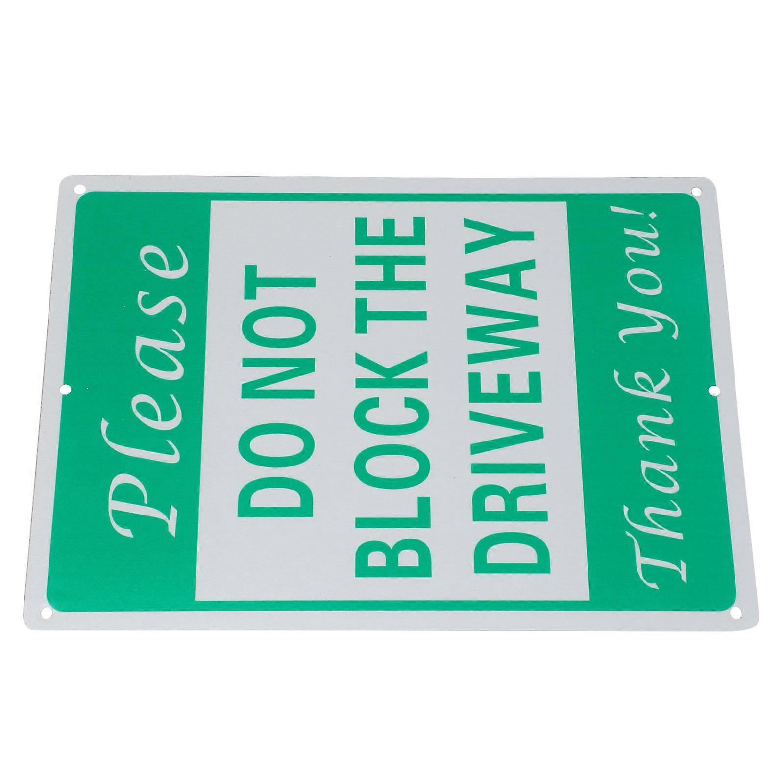 Green Aluminum Alloy Do Not Block Driveway Sign for Home Use
