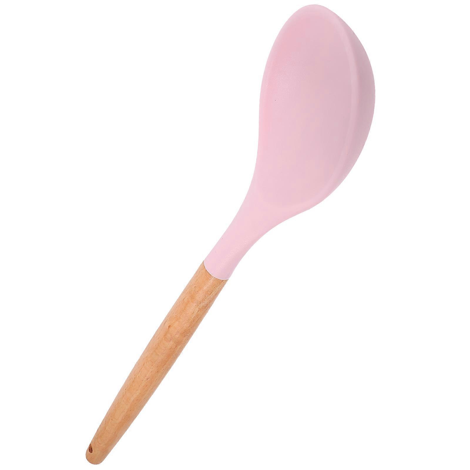 Silicone Kitchen Utensils Spoon for Heat Resistant Use with Beech Handle