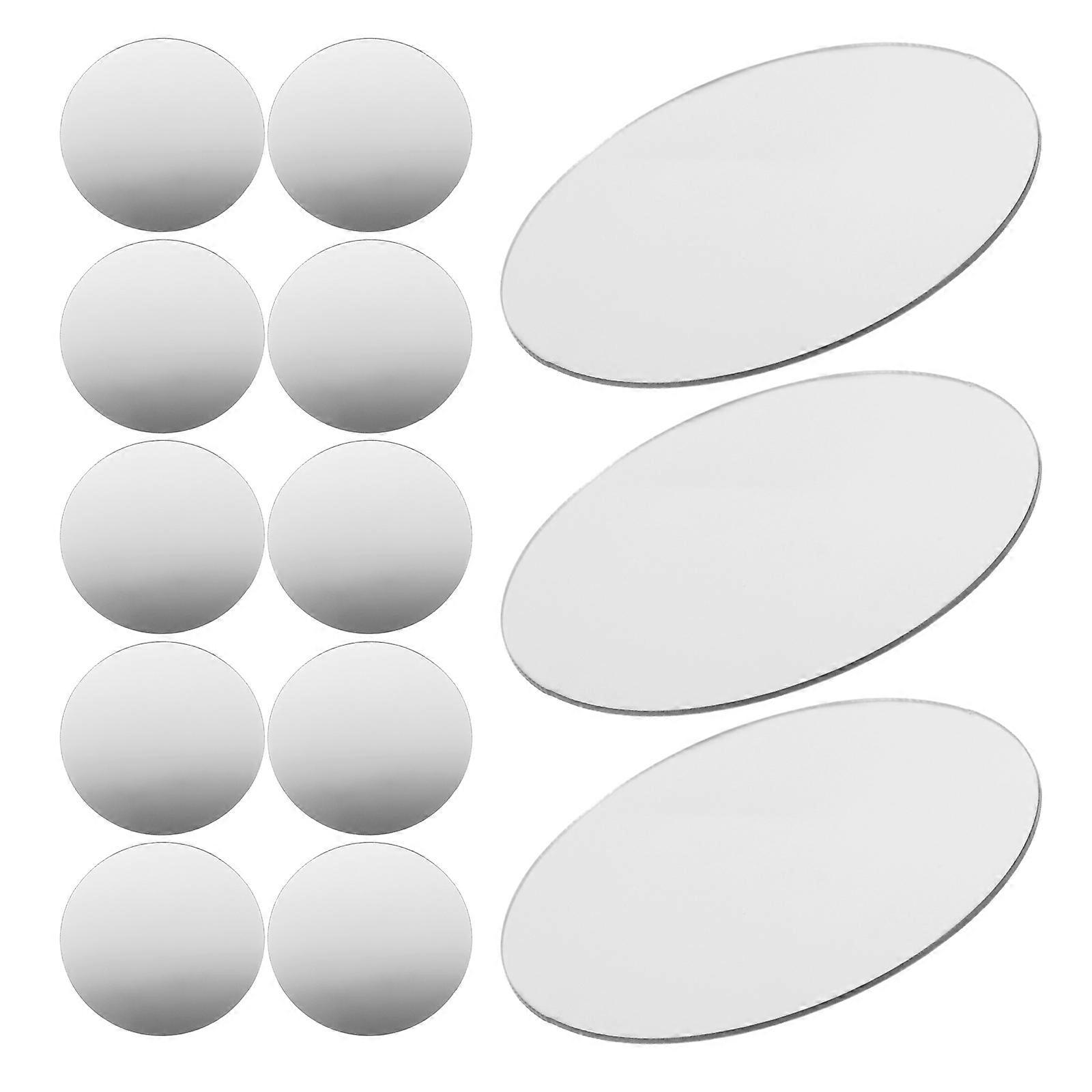 Silver Small Round Mirror for DIY Crafts 60Pcs Acrylic Adhesive Mirror