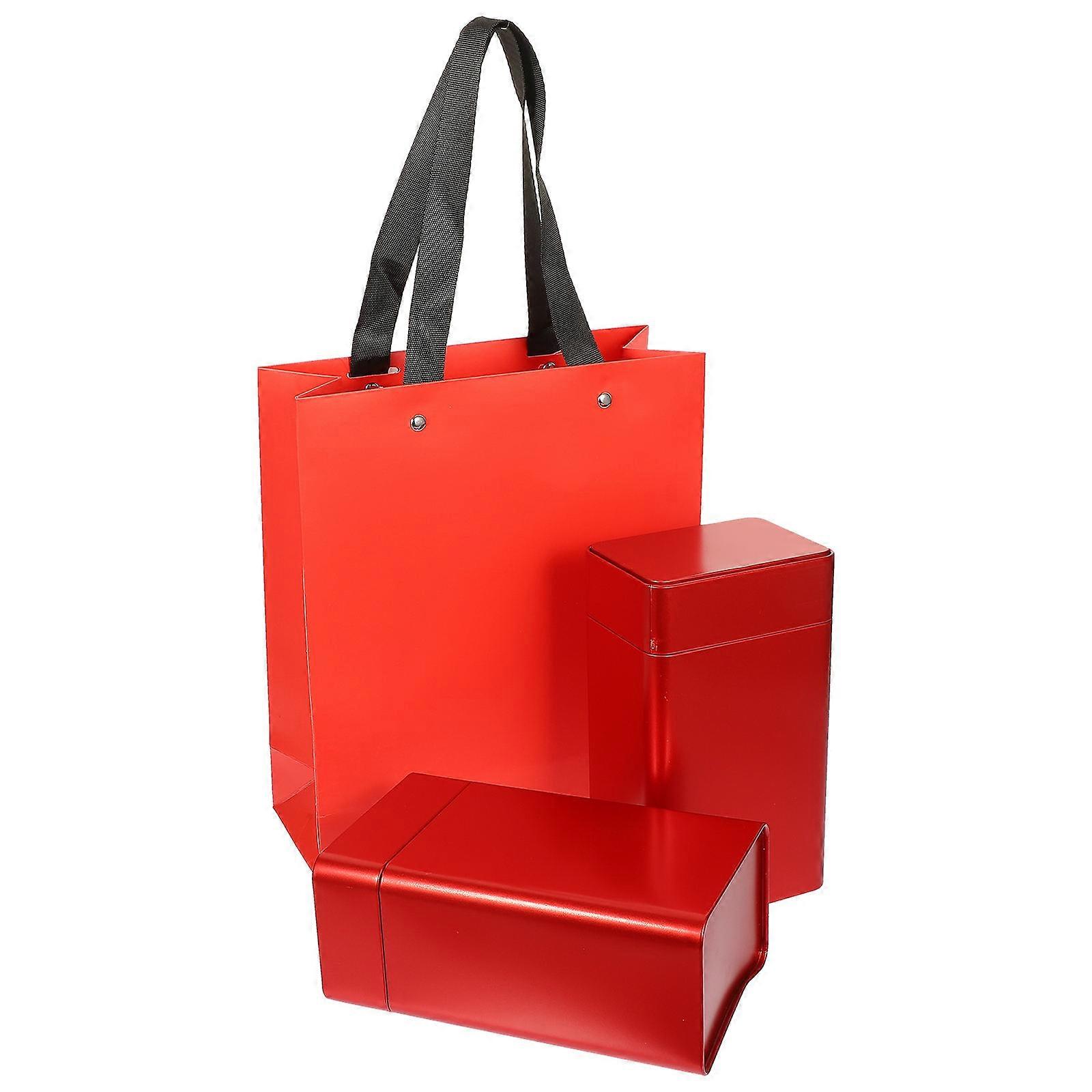 Decorative Tea Container Tinplate Square Tea Tin for Storage 10Pcs Red