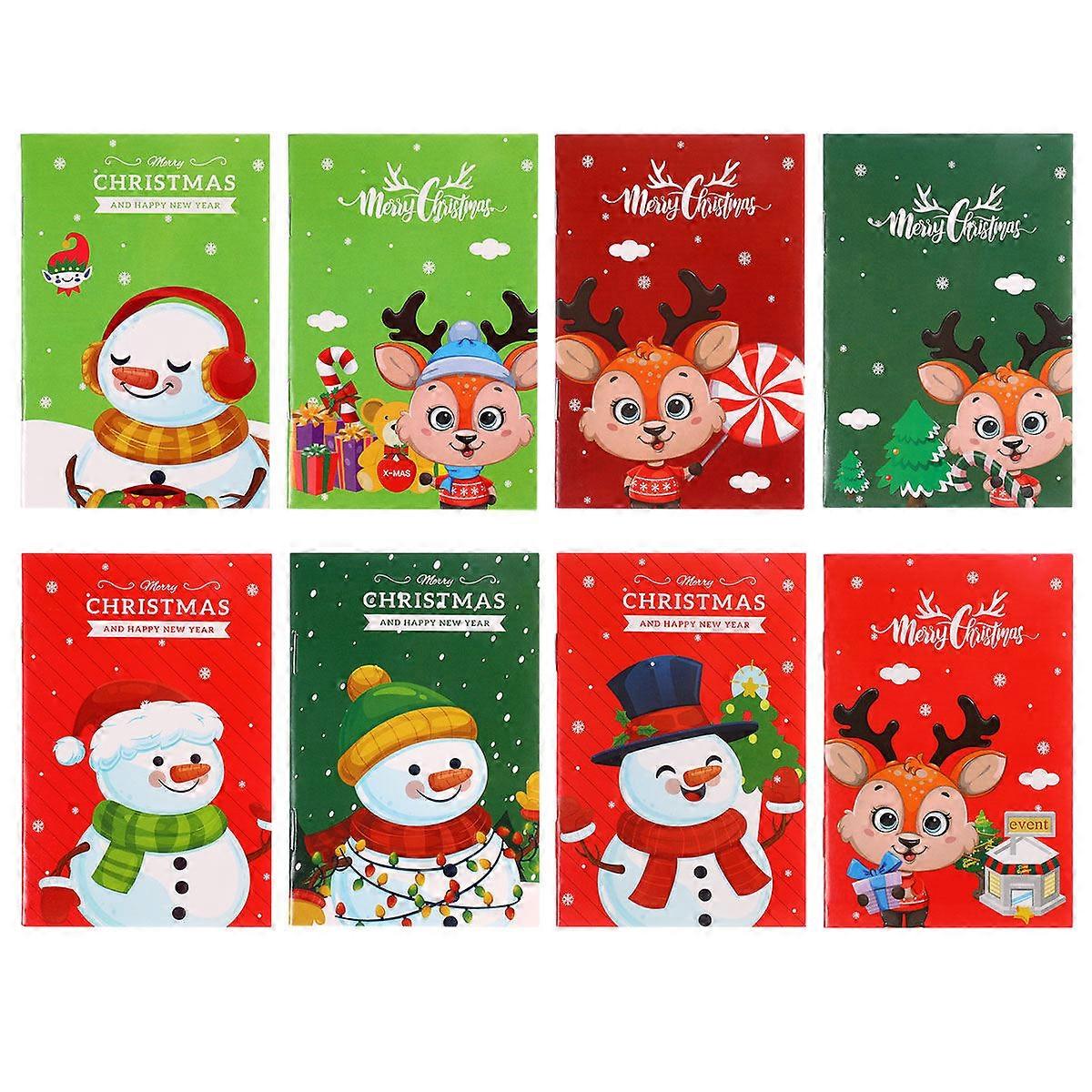 Christmas Cartoon Notebook for Writing 48Pcs Festive Design Pocket Notepad