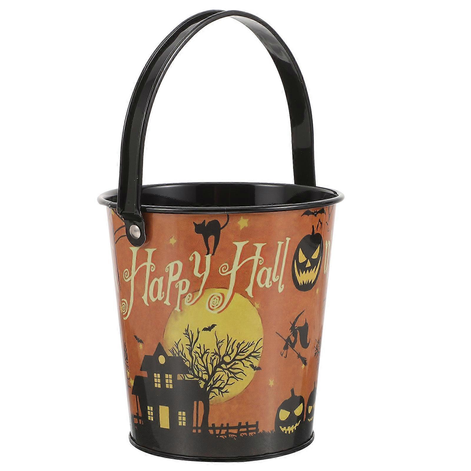 Halloween Themed Storage Bucket 2Pcs Suitable For Parties And Trick-Or- Portable Multi-Functional Candy Holding