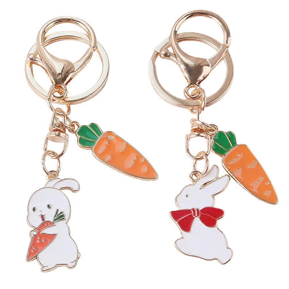 Keychain Lovely Animal Keychains Chic Design Daily Use Assorted Organizer Rabbit Shape 2Pcs