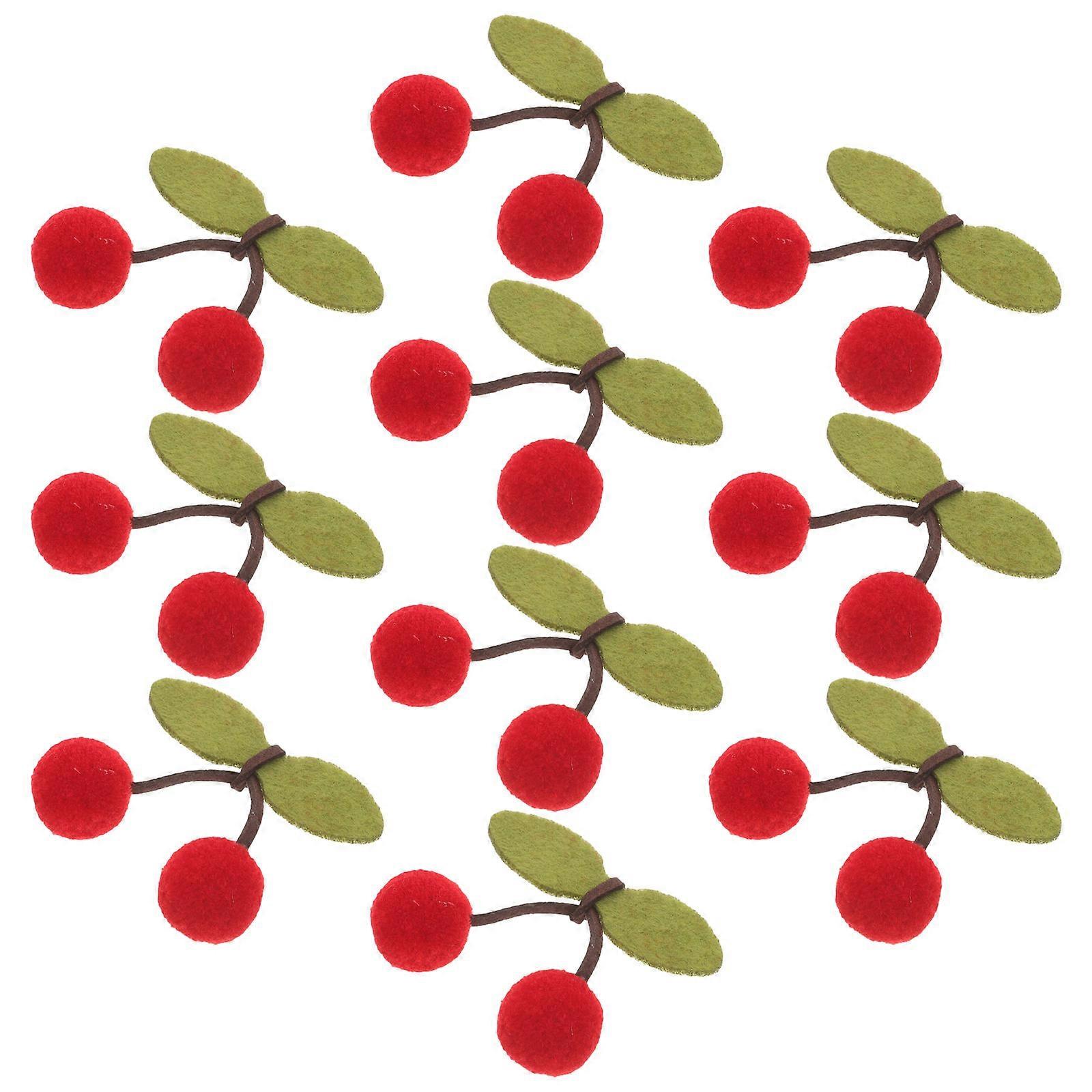 Plush Cherry Charms for Handcraft 10Pcs Balls for DIY Decoration Use