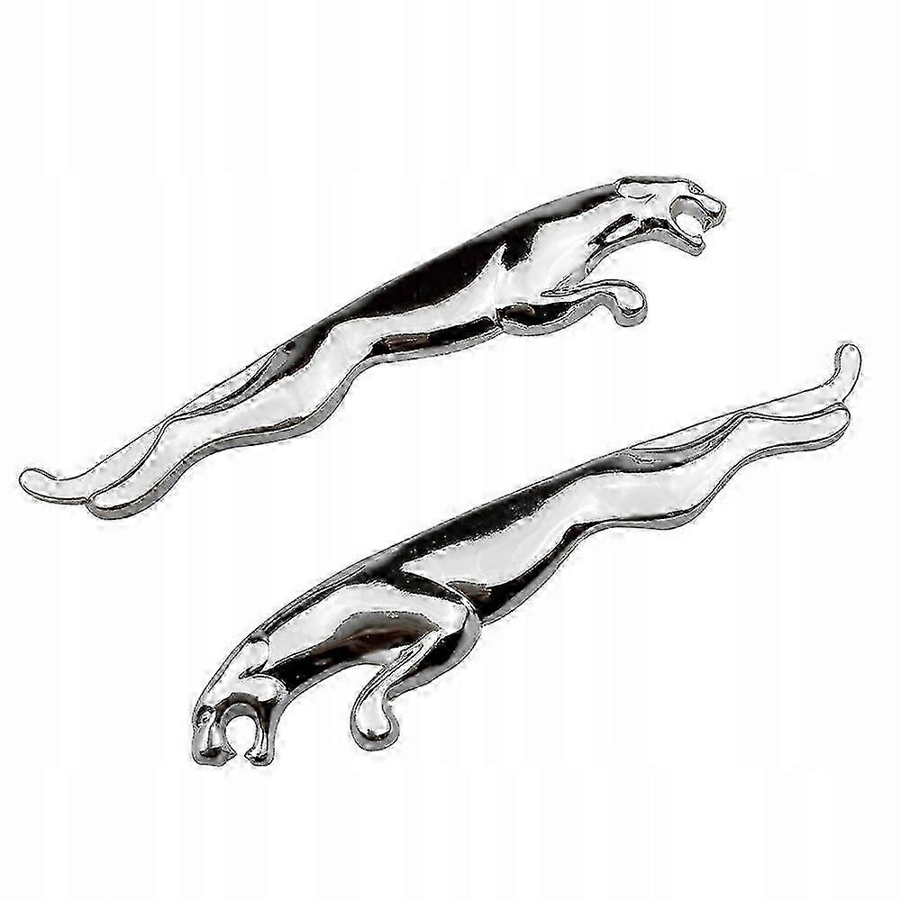 2-Pack Jaguar Badge Stickers - 9.4*2cm, Silver