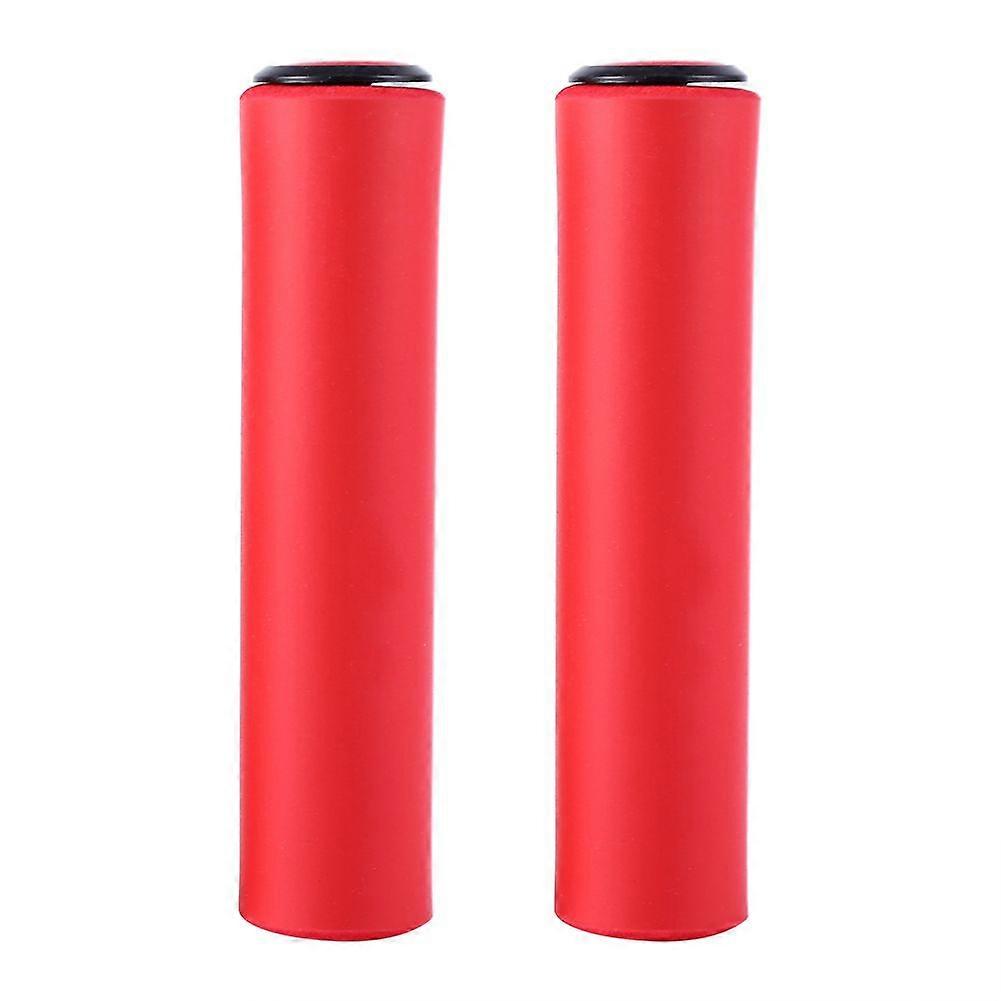 1 Pair Lightweight Soft Bicycle Handle Grip With Bar End Stoppers For MTB Bike(red)