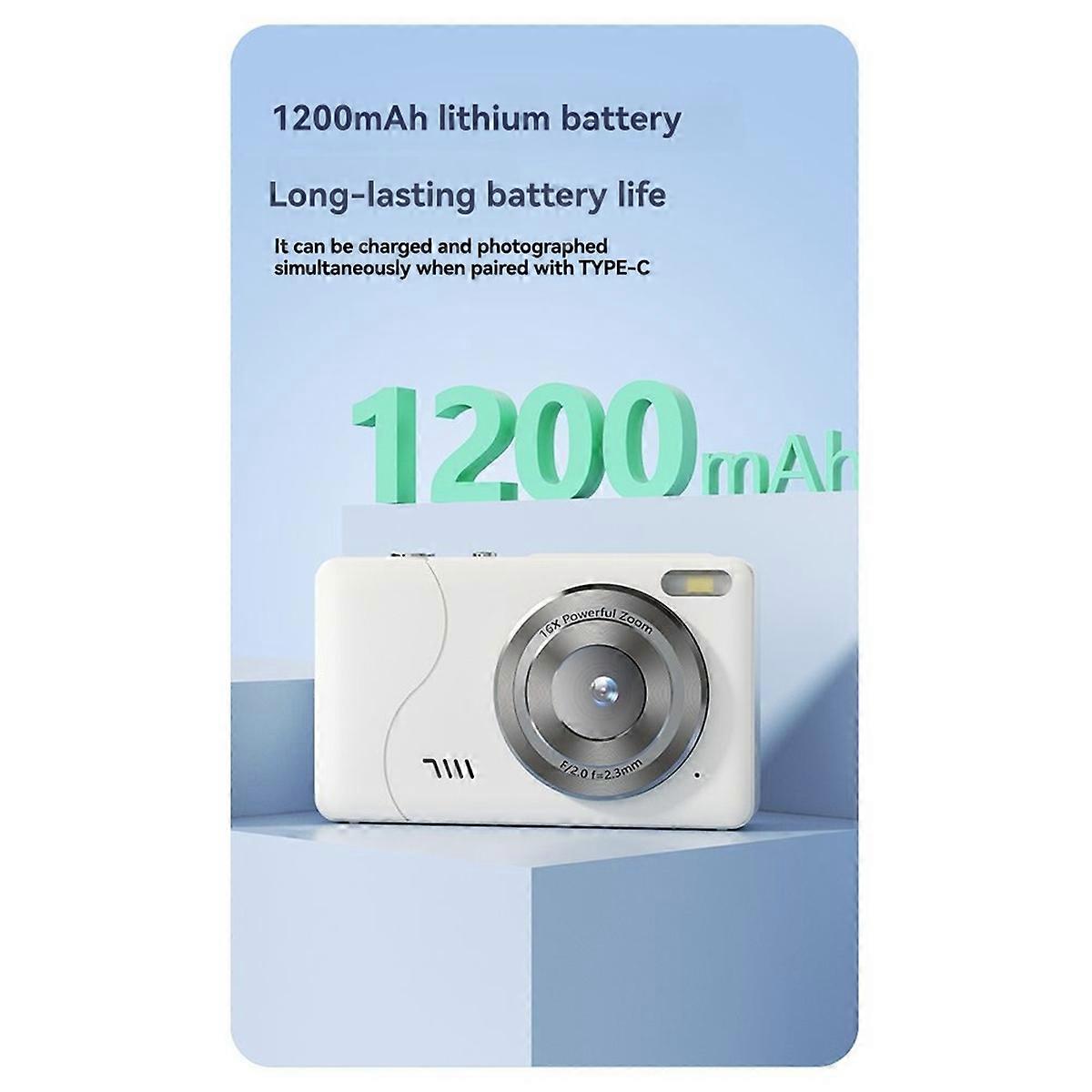 デジタルカメラ、FHD 1080Pキッズカメラ、16倍ズームタイムスタンプ手ぶれ補正、コンパクトポータブルスモール、K用