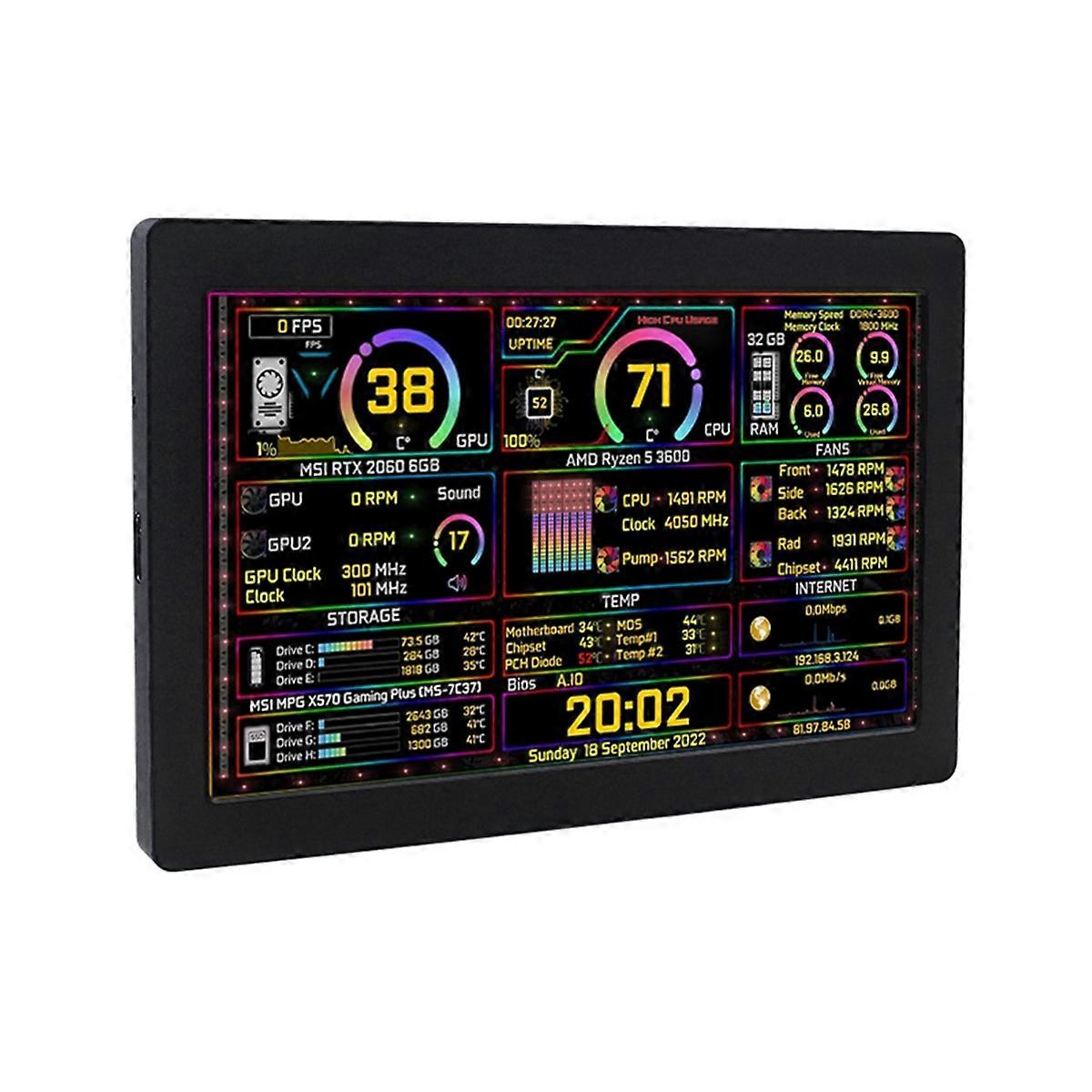 7-Zoll-IPS-Typ-C-Bildschirm Dynamischer 1024x600-Sekundärbildschirm CPU-GPU-RAM-Überwachung Unterstützung Vertikal F