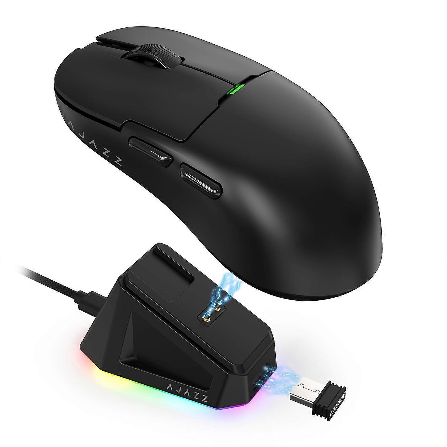 Souris de jeu filaire Ajazz 2,4 GHz double mode AJ159P avec station de charge, noire