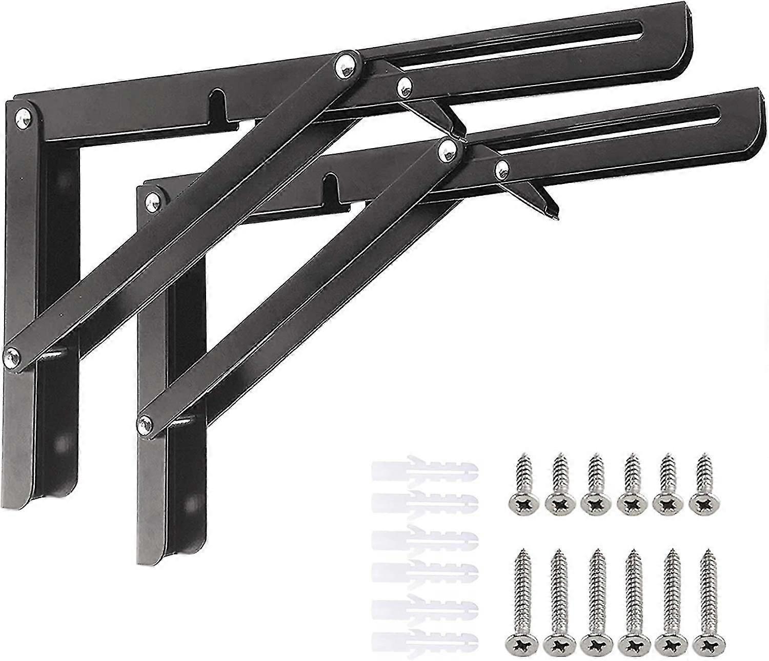 Folding Shelf Brackets 350mm, 2 Pieces Folding Wall Shelf Bracket For Wall Shelf - Space Saving - Maximum Load: 181kg